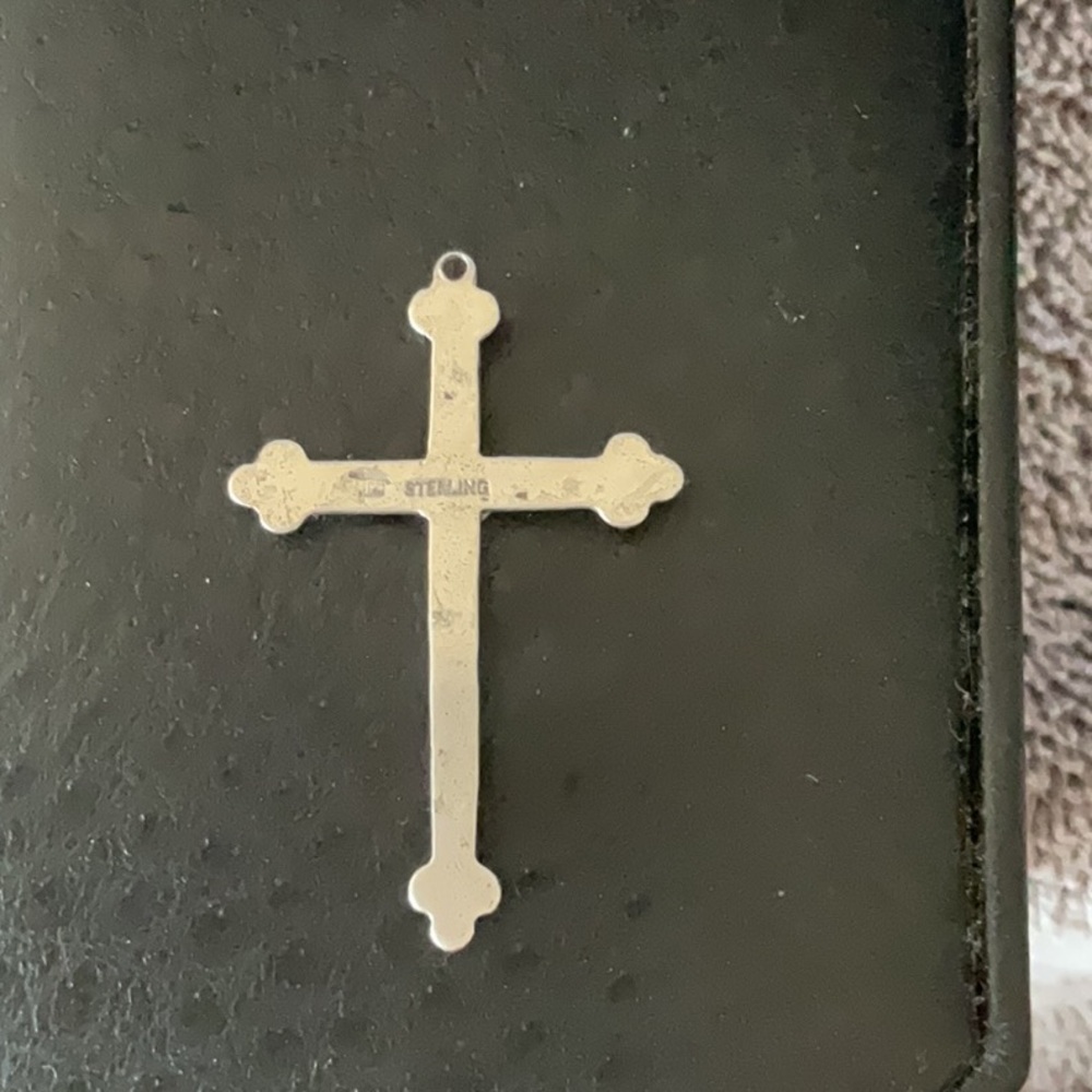 Silver and Turquoise Cross Pendant - Picture 3 of 3